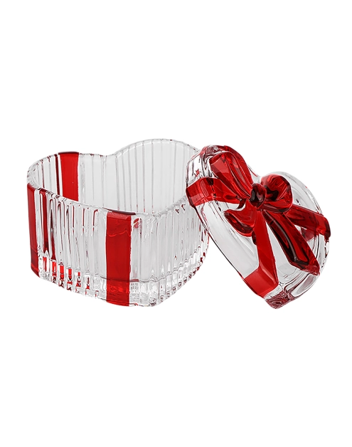 Zdjęcie: Puzderko szklane serce ze złotą kokardą 9x12 cm Altom Design