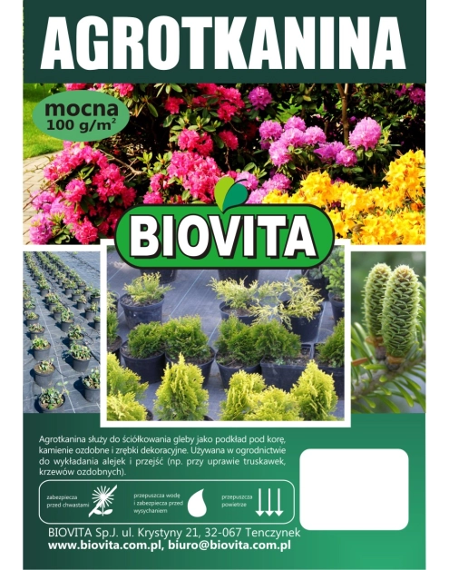 Zdjęcie: Agrotkanina mocna 100 g/m2 czarna 0,8 x 100 m BIOVITA