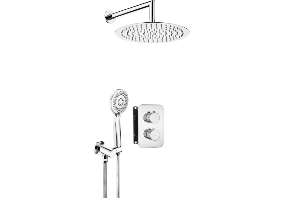 Zdjęcie: Komplet podtynkowy natryskowy chrom z boxem termostatycznym okrągły DEANTE