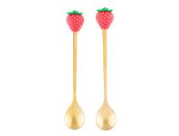 Zdjęcie: Komplet 2 łyżeczek w odcieniu złota z ozdobną końcówką truskawka ALTOM DESIGN