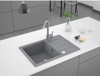 Zdjęcie: Zlewozmywak granitowy Metro 1-komorowy szary, z krótkim ociekaczem, 62x44x19,5 cm MILÓ