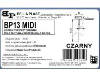Zdjęcie: Listwa PVC BP13 Midi L300 9/3 czarny, dylatacyjna, z siatką i z uszczelką BELLA PLAST