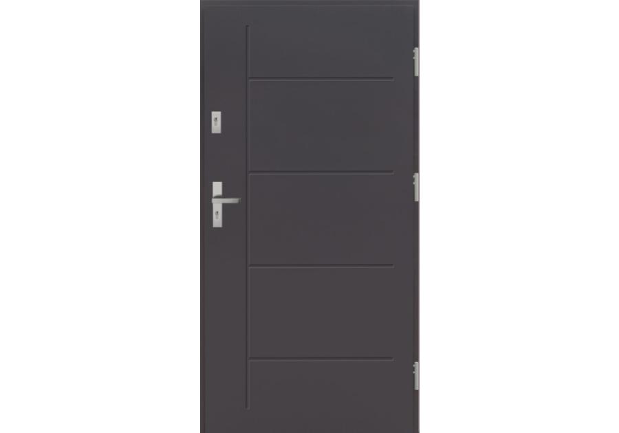 Zdjęcie: Drzwi zewnętrzne stalowo-drewniane Disting Nicolo 01 Antracyt 90 cm prawe KR CENTER