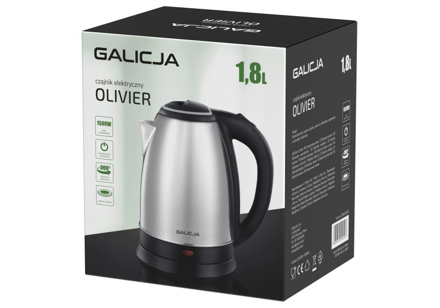 Zdjęcie: Czajnik elektryczny Olivier 1,8 L stalowy GALICJA