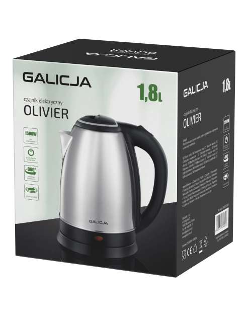 Zdjęcie: Czajnik elektryczny Olivier 1,8 L stalowy GALICJA