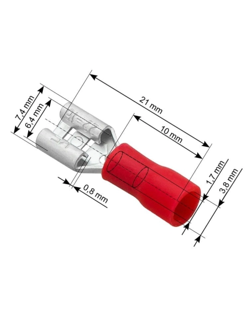 Zdjęcie: Konektor izolowany płaski żeński 6,3/21 czerwony/43-043# 5 szt. VAYOX