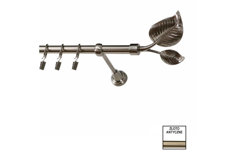 Zdjęcie: Karnisz pojedynczy Zeus fi 19 mm - 320 cm liść złoto KARWEL