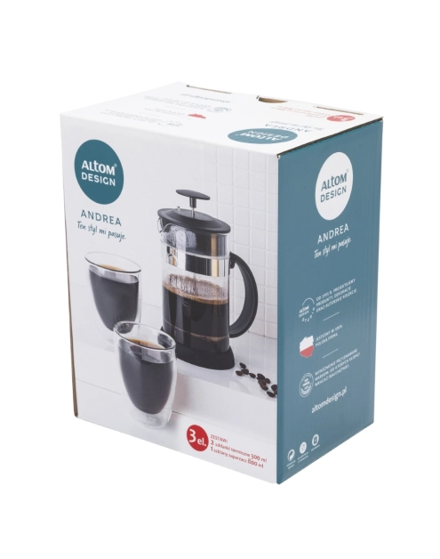 Zdjęcie: Zestaw Andrea zaparzacz 800 ml + 2 szklanki termiczne 300 ml ALTOM DESIGN