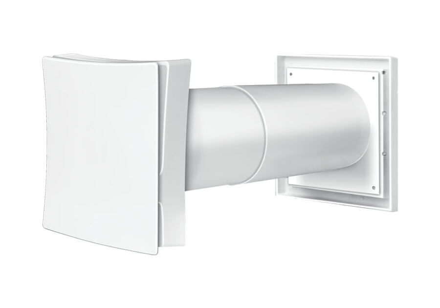 Zdjęcie: Nawiewnik z regulowaną kratką wewnętrzną oraz zewnętrznym wylotem z okapem biały VENTIKA