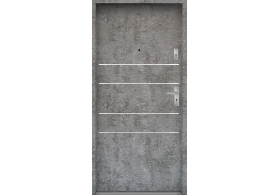 Zdjęcie: Drzwi wejściowe do mieszkań Bastion A-30 Beton srebrny 80 cm (NW) lewe ODR KR CENTER