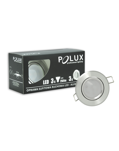 Zdjęcie: Oprawki podtynkowe LED Sun aluminiowe 3in1 okragle srebrne polysk 3 pak POLUX