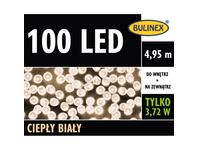 Zdjęcie: Lampki choinkowe LED 4,95 m biały ciepły 100 lampek zielony przewód BULINEX