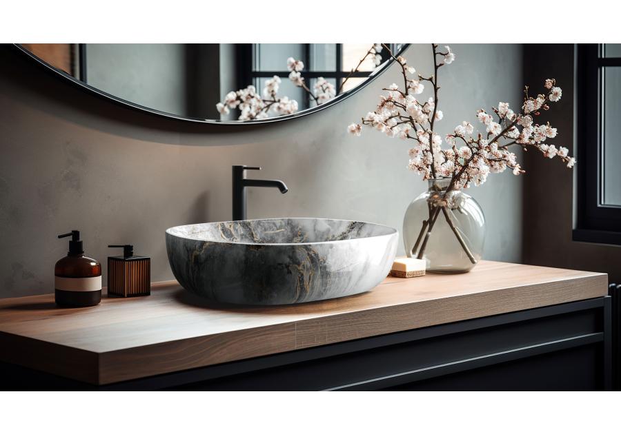 Zdjęcie: Umywalka nablatowa Korfu Trend 60 cm, efekt marmuru INVENA