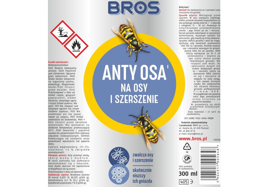 Zdjęcie: Anty osa 300 ml BROS