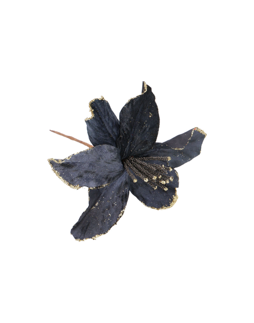 Zdjęcie: Kwiat sztuczny z brokatem 19 cm czarny EM&EM
