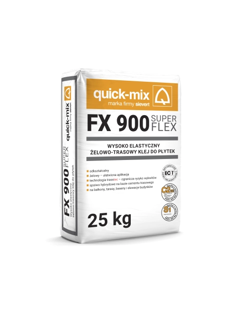 Zdjęcie: Klej do płytek 25 kg FX 900 Super Flex wysokoelastyczny żelowo-trasowy QUICK-MIX