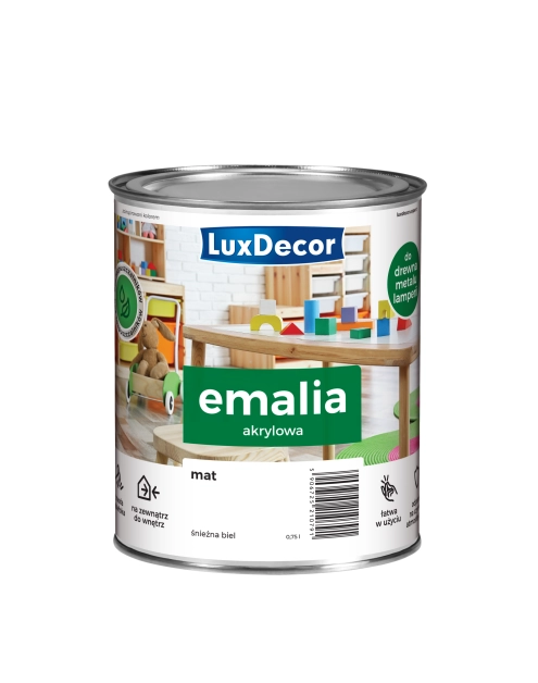 Zdjęcie: Emalia akrylowa śnieżna biel 0,75 L mat LUXDECOR
