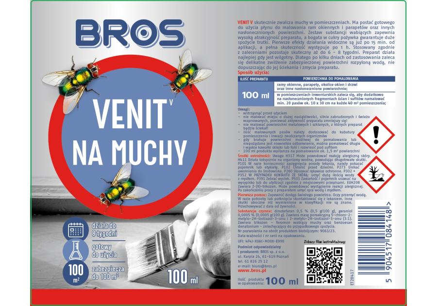 Zdjęcie: Preparat na muchy Venit 100 ml BROS