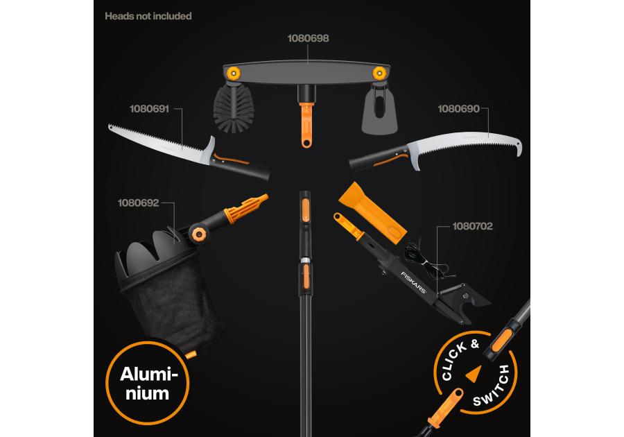 Zdjęcie: Trzonek teleskopowy aluminiowy długi rozmiar L, 220 cm - 400 cm One Click FISKARS