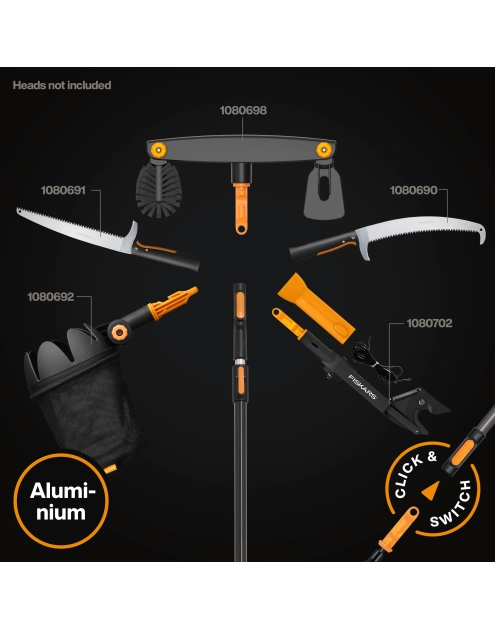 Zdjęcie: Trzonek teleskopowy aluminiowy długi rozmiar L, 220 cm - 400 cm One Click FISKARS