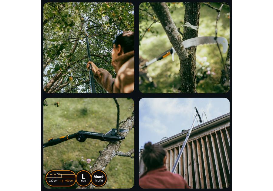 Zdjęcie: Trzonek teleskopowy aluminiowy długi rozmiar L, 220 cm - 400 cm One Click FISKARS