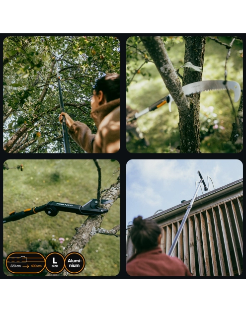 Zdjęcie: Trzonek teleskopowy aluminiowy długi rozmiar L, 220 cm - 400 cm One Click FISKARS
