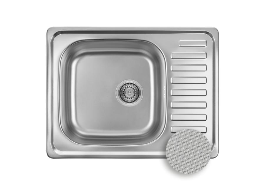 Zdjęcie: Zlew wpuszczany Junak jednokomorowy z półociekaczem 64 x 48 cm z syfonem KUCHINOX