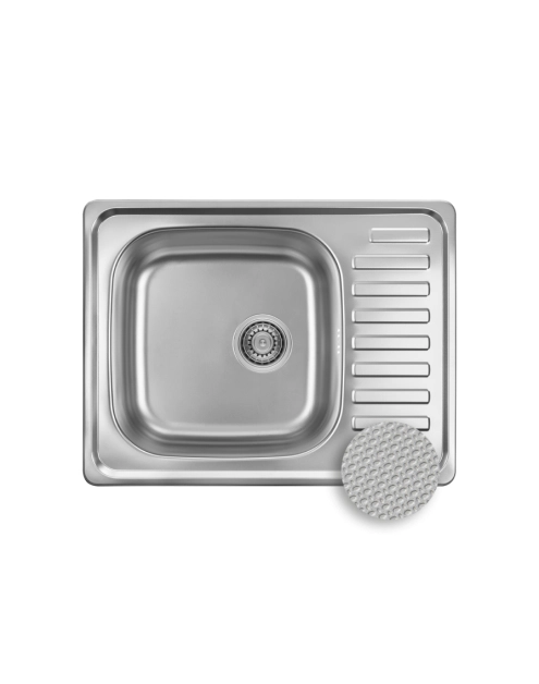 Zdjęcie: Zlew wpuszczany Junak jednokomorowy z półociekaczem 64 x 48 cm z syfonem KUCHINOX