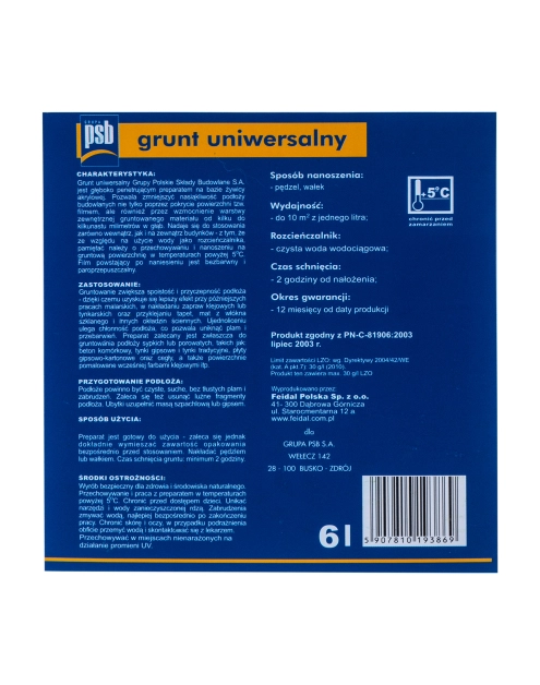 Zdjęcie: Środek gruntujący PSB op. 5l+1l