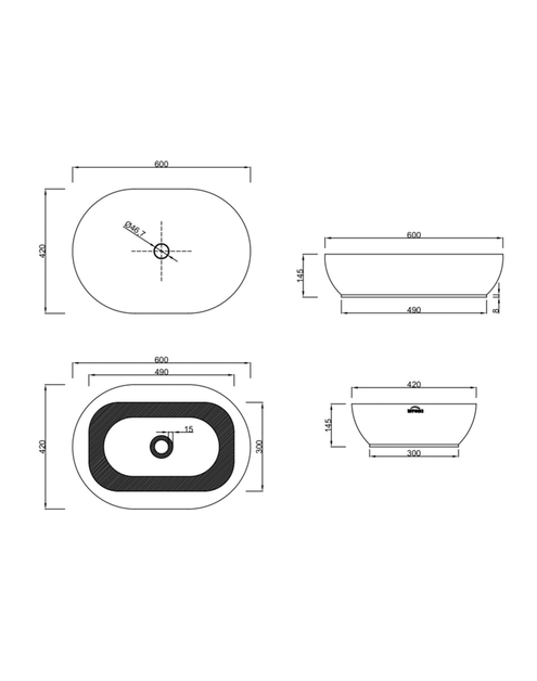 Zdjęcie: Umywalka nablatowa Korfu 60 cm czarny półmat INVENA