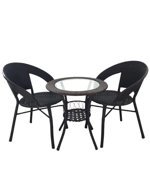 Zdjęcie: Meble ogrodowe stół + 2 krzesła czarne KEPLAND