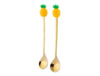 Zdjęcie: Komplet 2 łyżeczek w odcieniu złota z ozdobną końcówką ananas ALTOM DESIGN