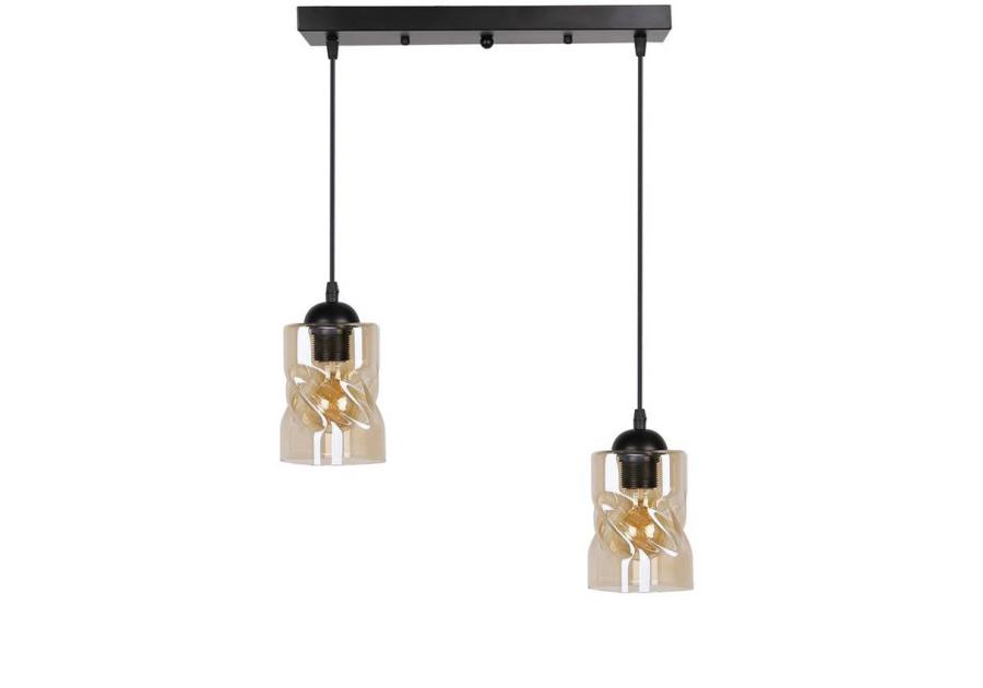 Zdjęcie: Lampa wisząca Felis czarny 2x60 W E27 klosz bursztynowy CANDELLUX