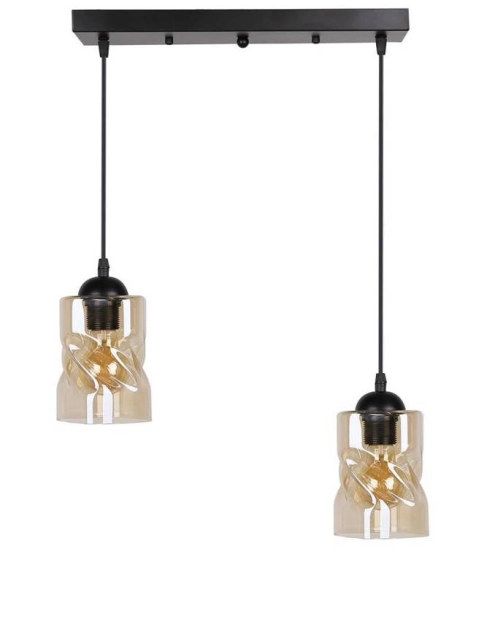 Zdjęcie: Lampa wisząca Felis czarny 2x60 W E27 klosz bursztynowy CANDELLUX