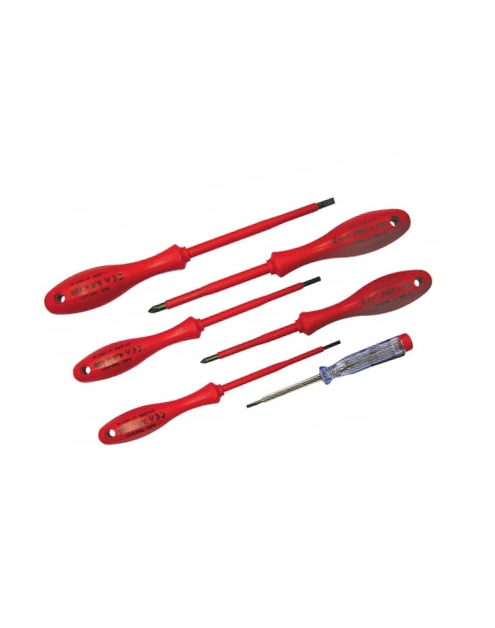 Zdjęcie: Wkrętaki elektrotechniczne 1 komplet 5  szt.+ wskaźnik napięcia 1000v PROFIX