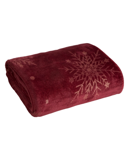 Zdjęcie: Koc świąteczny typu Flano 150x200 cm bordowo-złoty EUROFIRANY