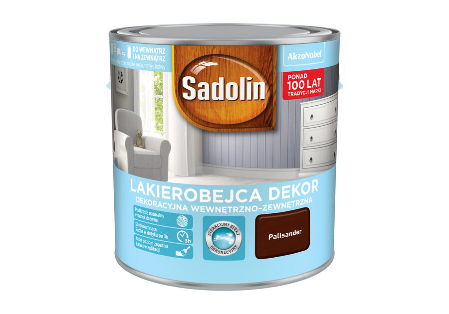 Zdjęcie: Lakierobejca do drewna Dekor 2,5 L palisander SADOLIN