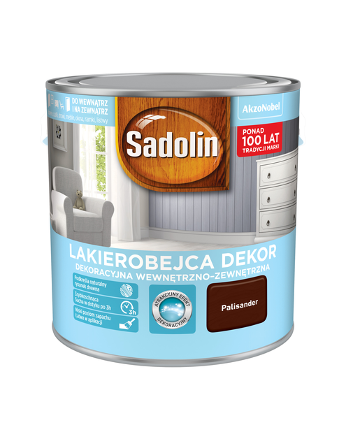 Zdjęcie: Lakierobejca do drewna Dekor 2,5 L palisander SADOLIN