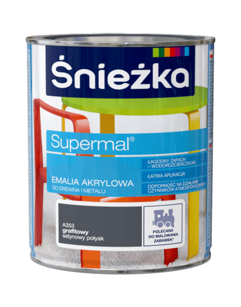 Zdjęcie: Emalia akrylowa Supermal grafit 0,8 L ŚNIEŻKA