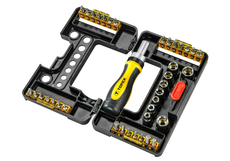 Zdjęcie: Końcówki wkrętakowe i nasadki z uchwytem, 38 sztukTOPEX