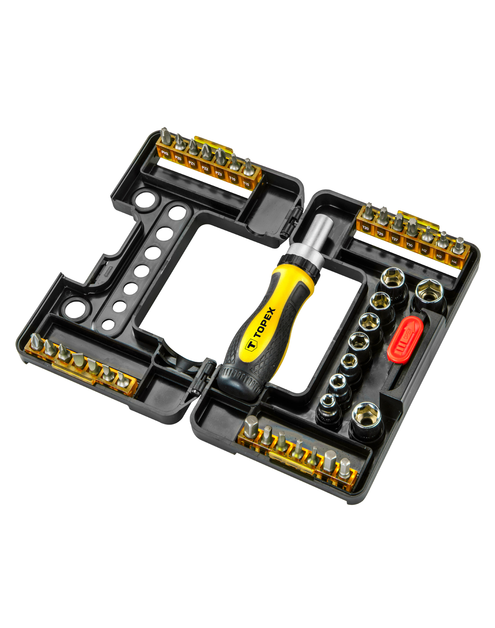 Zdjęcie: Końcówki wkrętakowe i nasadki z uchwytem, 38 sztukTOPEX