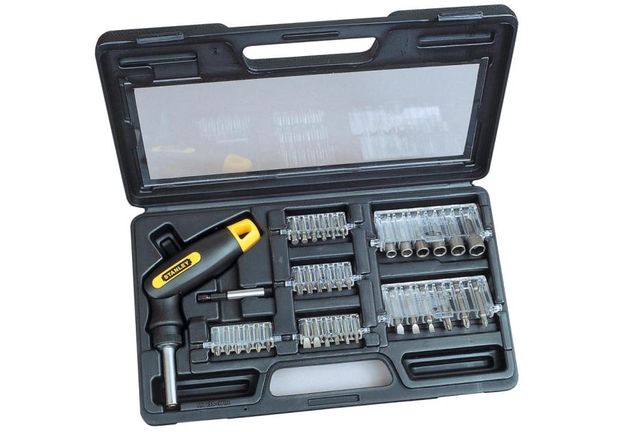 Zdjęcie: Wkrętak z końcówkami, przegub,grzechotka, zestaw 38 szt. STANLEY