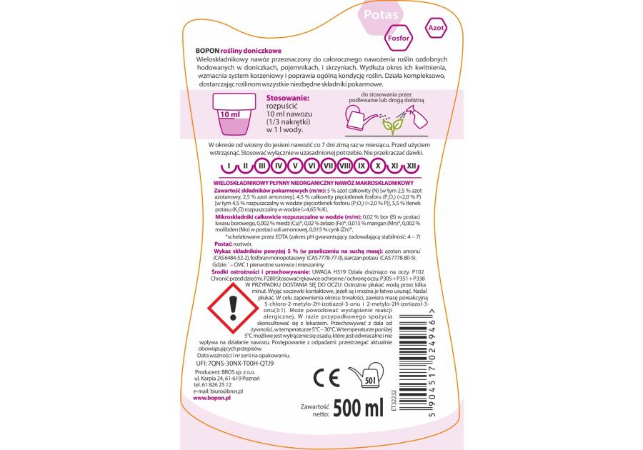 Zdjęcie: Nawóz do roślin doniczkowych 0,5 L BOPON