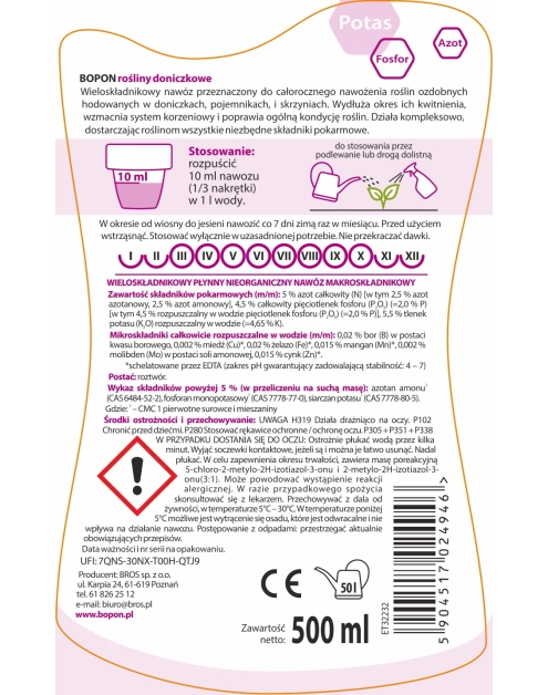 Zdjęcie: Nawóz do roślin doniczkowych 0,5 L BOPON