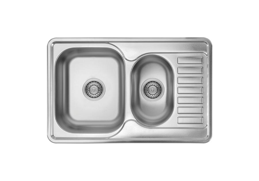 Zdjęcie: Zlew wpuszczany Junak półtorakomorowy z półociekaczem 78 x 50 cm z syfonem KUCHINOX