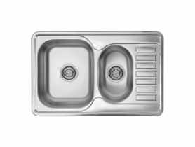 Zlew wpuszczany Junak półtorakomorowy z półociekaczem 78 x 50 cm z syfonem KUCHINOX