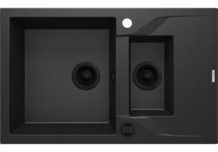 Zdjęcie: Zlewozmywak Andante grafit metalik granit 1,5K Z/O 780x490x194, spa sav nero DEANTE