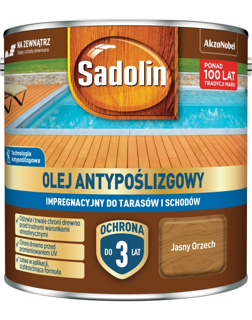 Zdjęcie: Olej antypoślizgowy impregnacyjny Jasny orzech 4,5L SADOLIN