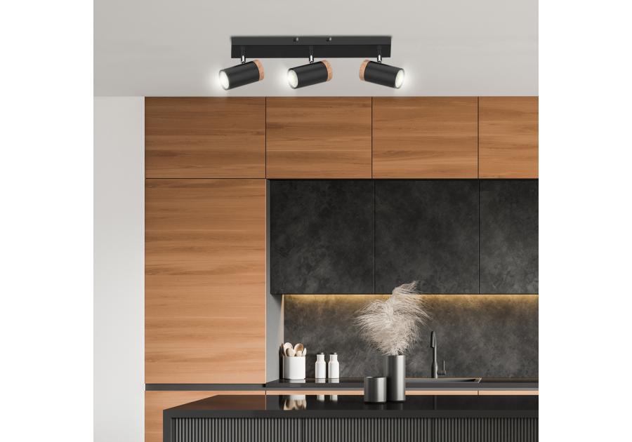 Zdjęcie: Lampa sufitowa Lagos czarny 3x15 W GU10 klosz czarno-dewniany CANDELLUX