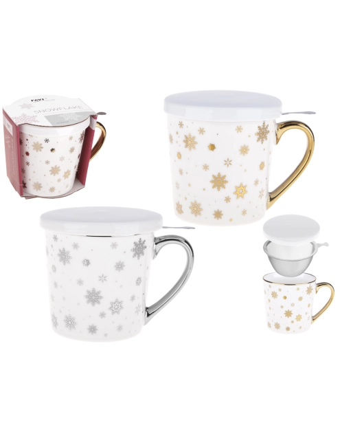 Zdjęcie: Kubek z zaparzaczem Snowflake 400 ml z porcelany New Bone 81444 RAVI